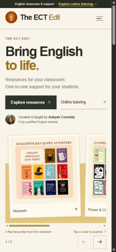 The ECT Edit actual mobile website